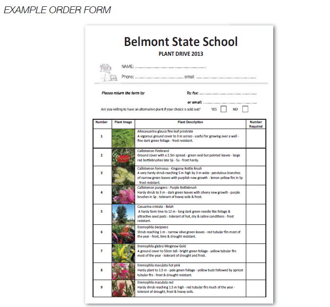 Mole Station Nursery Fundraiser order form